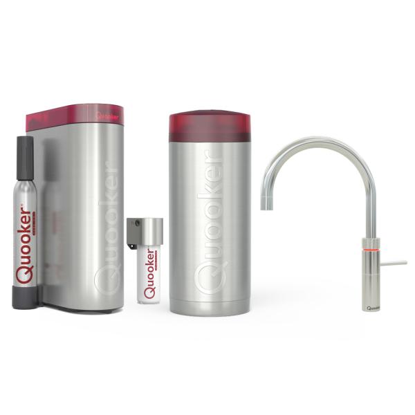 Quooker Fusion Round | Reservoirs COMBI+ | CUBE & Filter | verchromt glänzend | sofort-Kochend-Wasserhahn